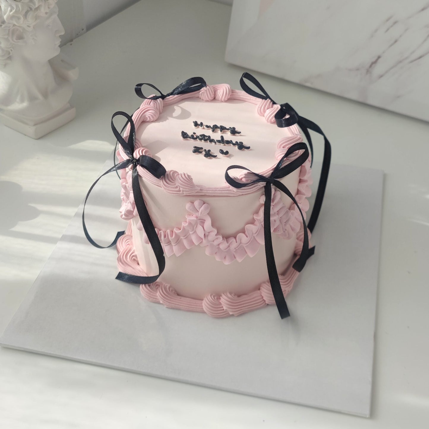 Next Day Delivery_Pink Vintage with Black Ribbon