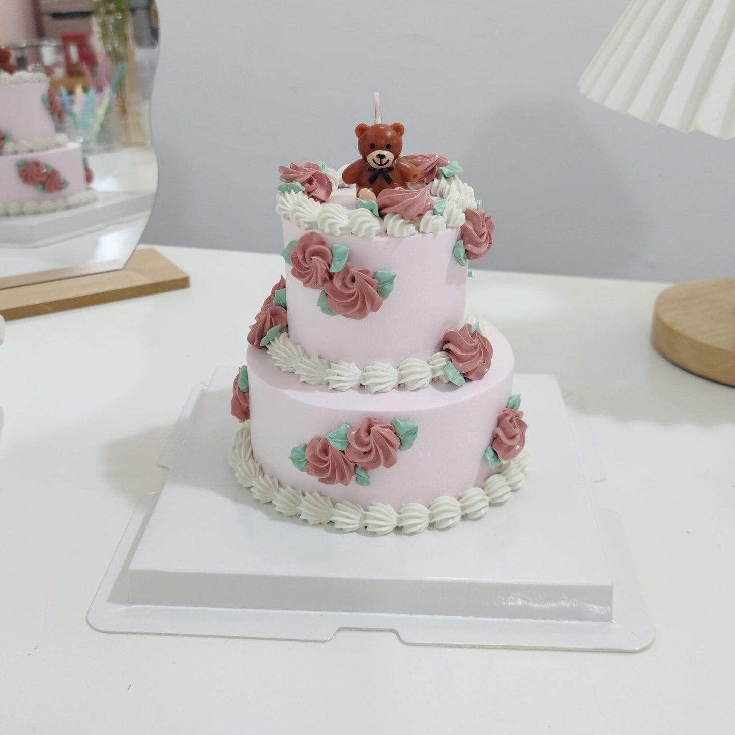 Mini 2 Tier_Vintage Pink with Maroon Floral