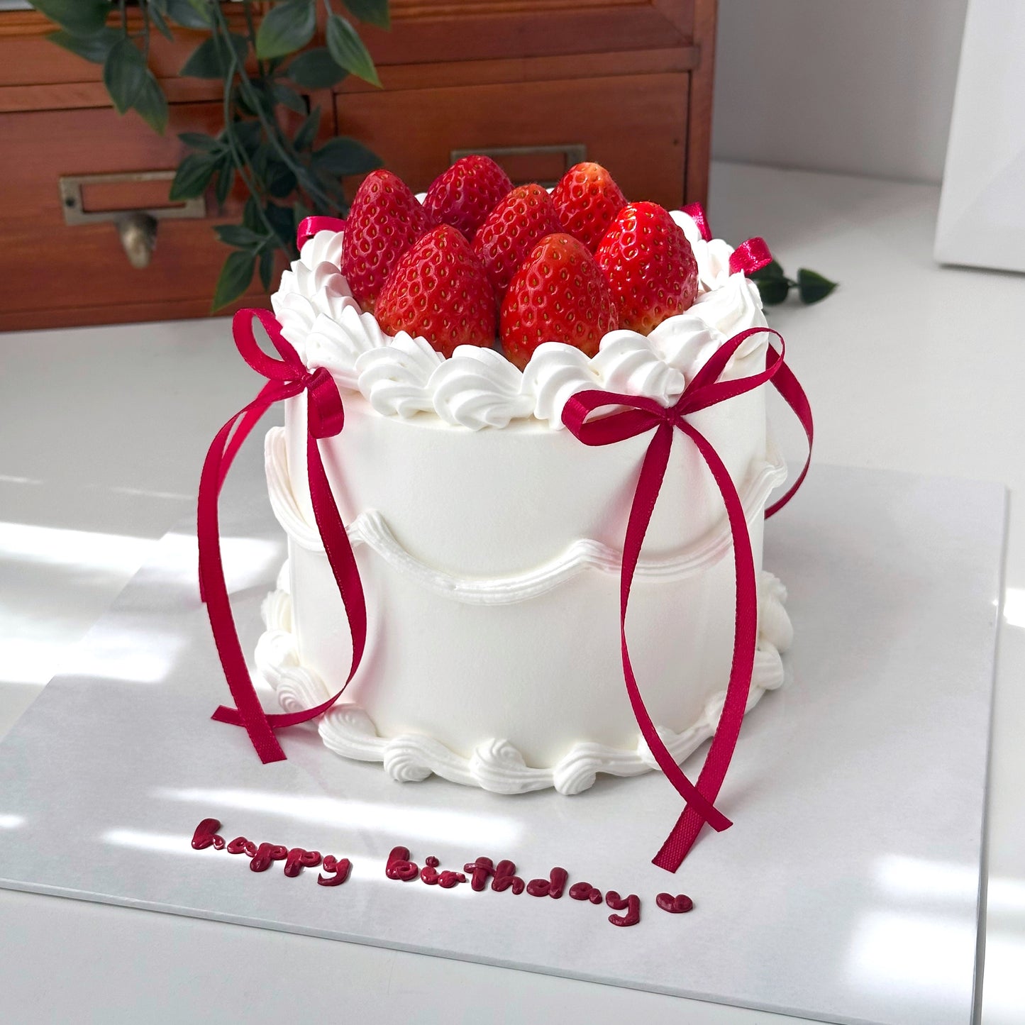 Strawberry Design with Red Ribbon