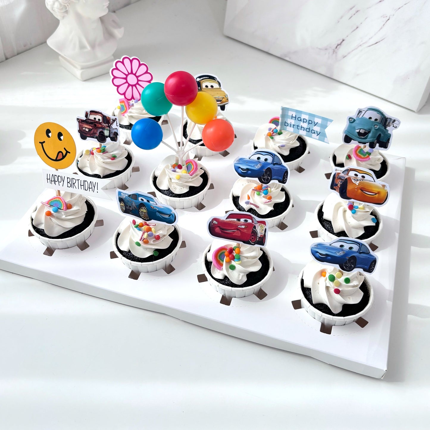 Cars Card Topper Cupcakes