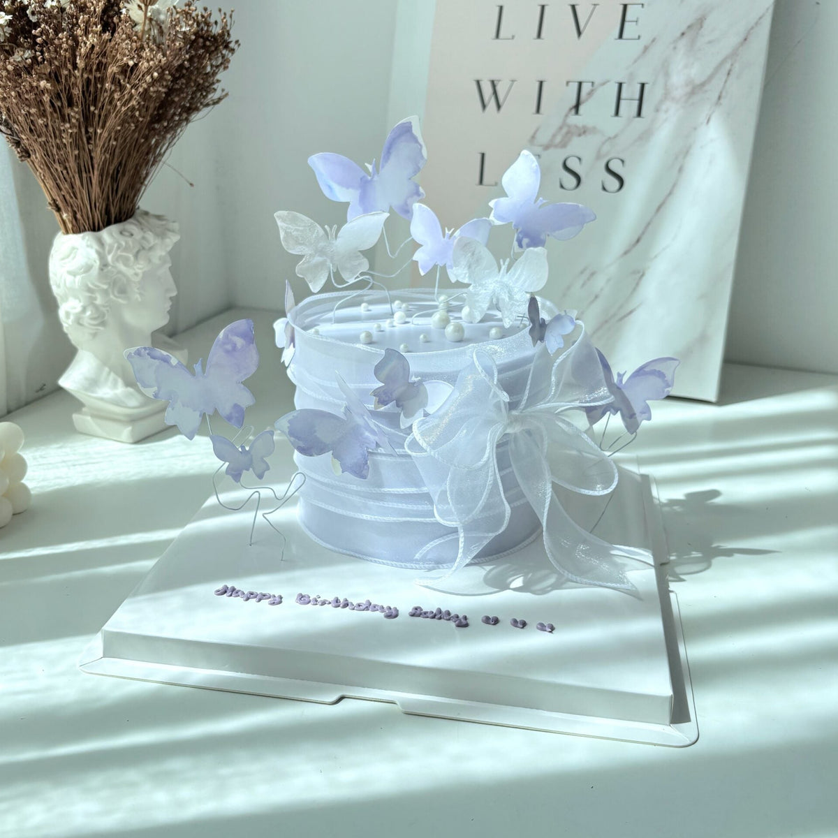 Purple Butterflies with Lace Ribbon