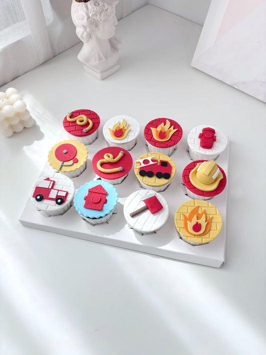 Fondant Cupcakes_Fire Truck Theme