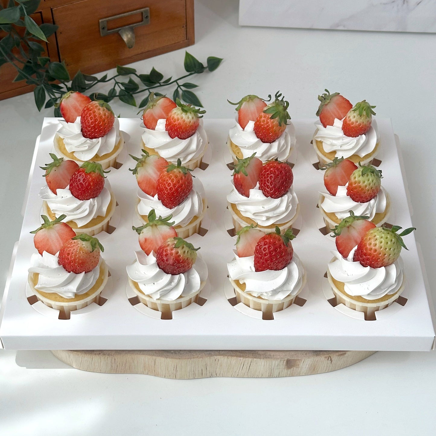 Classic Strawberry Topped Cupcakes